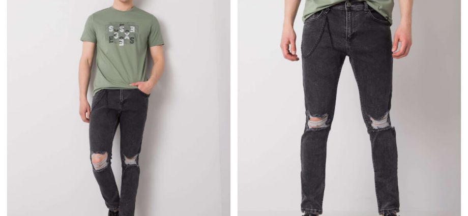 Spodnie jeans z dziurami w kolorze czarnym