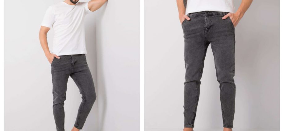 Męskie spodnie jeansowe w kolorze szarym